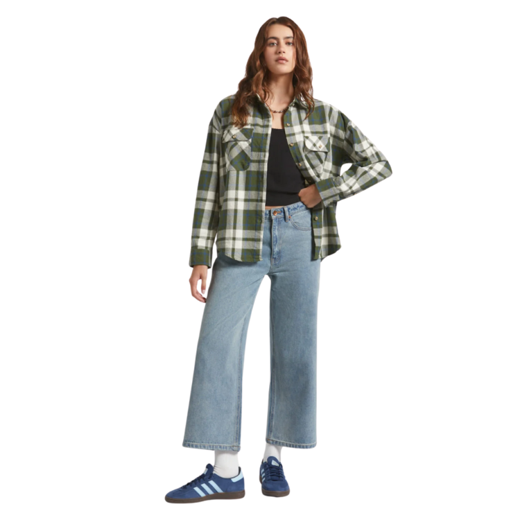 Brixton Brixton BOWERY VINTAGE L/S OVERSHIRT GREEN/BLUE