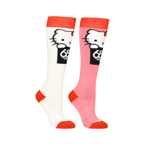 686 686 Women's Hello Kitty Sock (2-Pack) HK WHITE GERANIUM PINK
