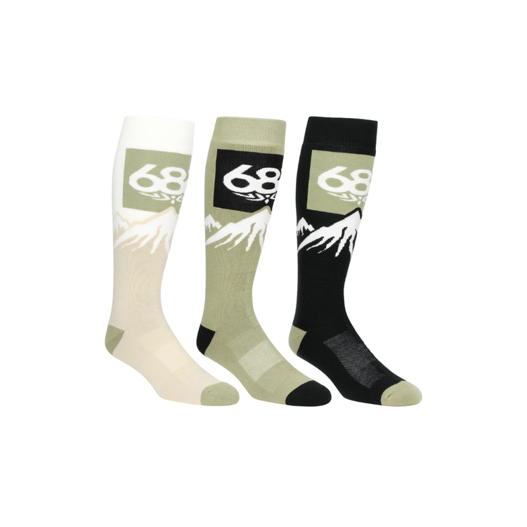 686 686 686 MENS SNOW CAPS SOCKS - 3 PACK MULTI