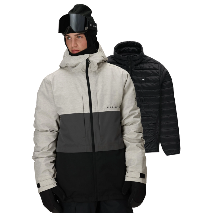 686 686 MENS SMARTY 3-IN-1 FORM JACKET WHITE HEATHER COLOR BLOCK