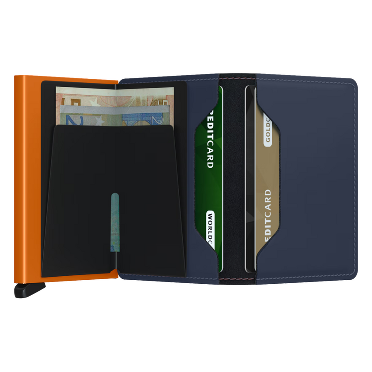 Secrid SECRID SLIMWALLET MATTE NIGHTBLUE & ORANGE