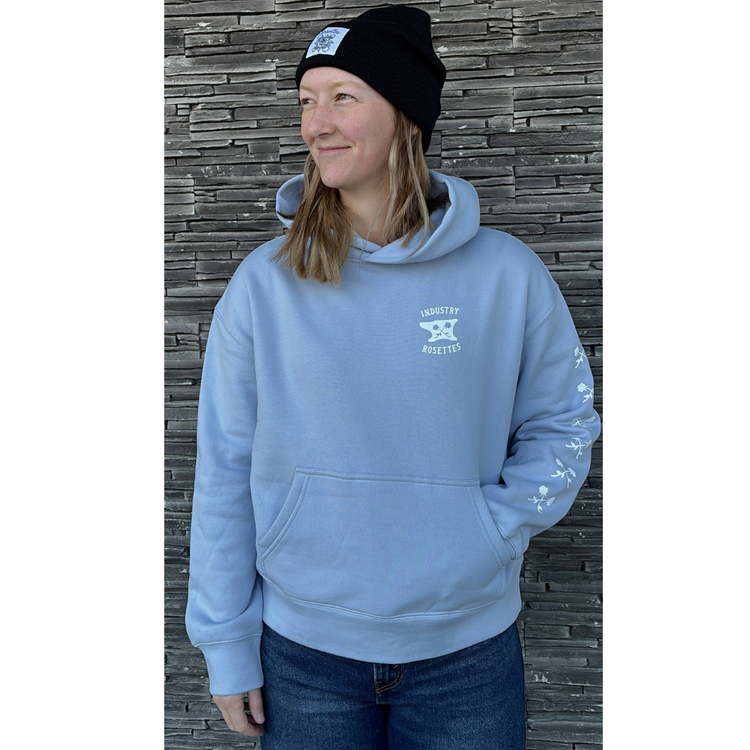 Industry ROSETTES CREST CROP HOODIE LIGHT BLUE