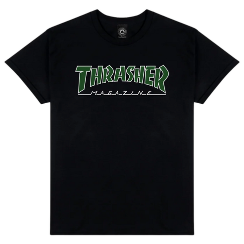 Thrasher THRASHER OUTLINED WHITE/GREEN S/S T-SHIRT BLACK