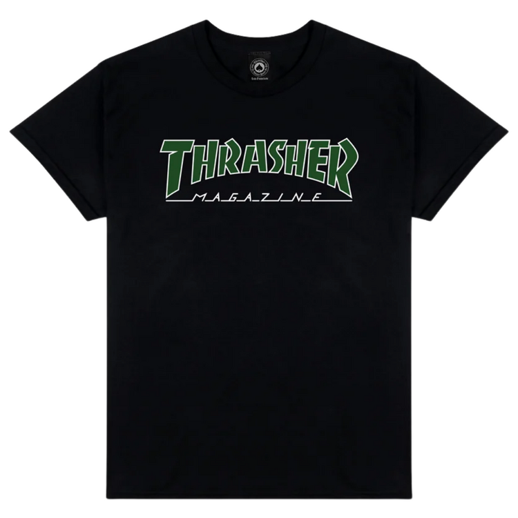 Thrasher THRASHER OUTLINED WHITE/GREEN S/S T-SHIRT BLACK