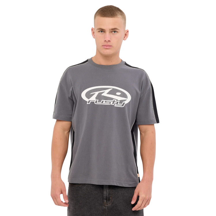 RUSTY RUSTY HIT UP SHORT SLEEVE TEE - STEEL
