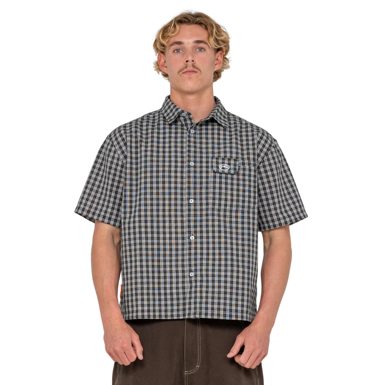 RUSTY RUSTY CHECK 1 CHECK 2 SHORT SLEEVE SHIRT - BLACK RED