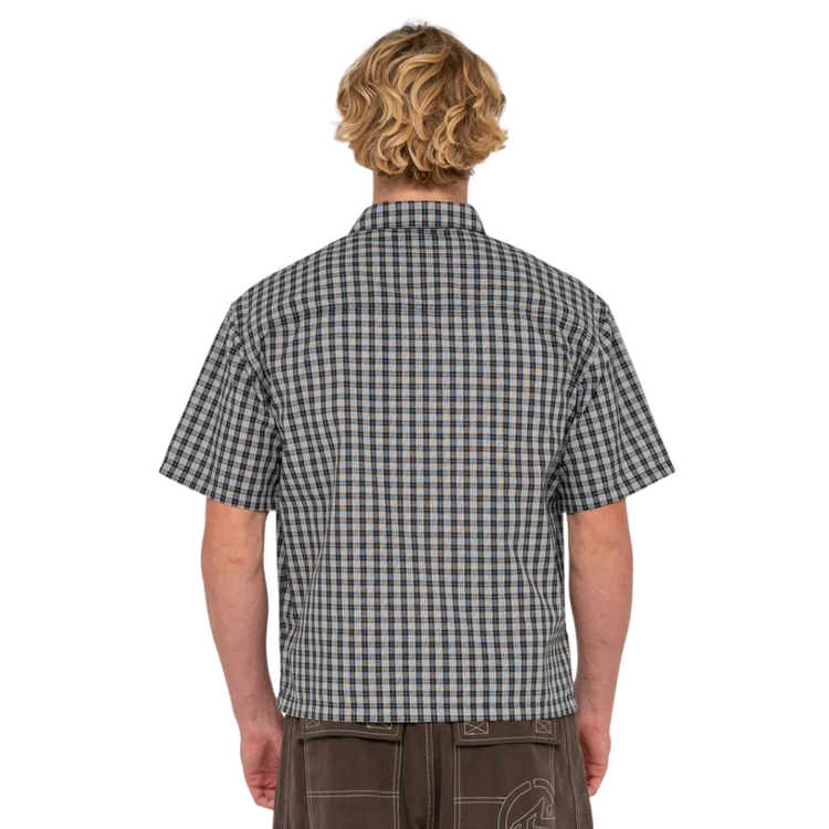 RUSTY RUSTY CHECK 1 CHECK 2 SHORT SLEEVE SHIRT - BLACK RED