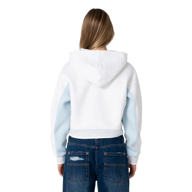 RUSTY RUSTY MINI TWO TIDES CROPPED HOODED FLEECE - ECRU MARLE