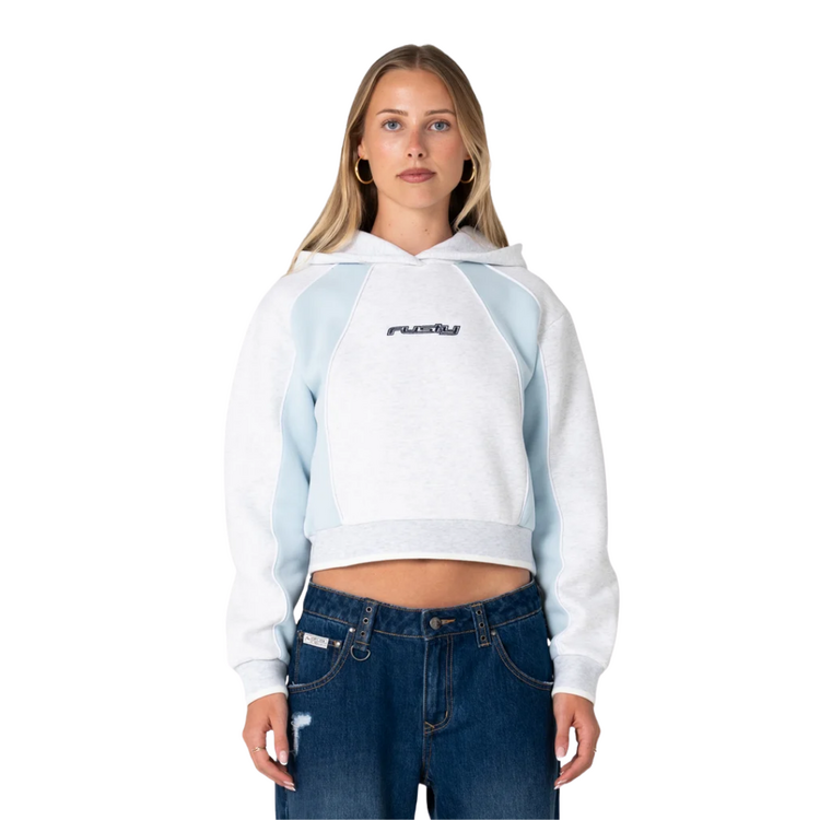 RUSTY RUSTY MINI TWO TIDES CROPPED HOODED FLEECE - ECRU MARLE
