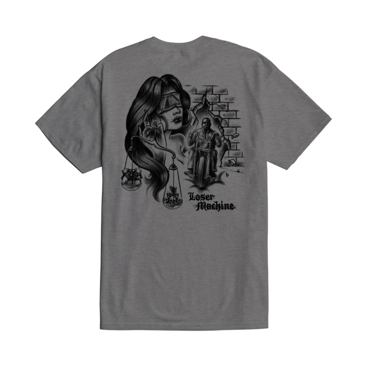 LOSER MACHINE Loser Machine Blind Justice Tee Heather Grey