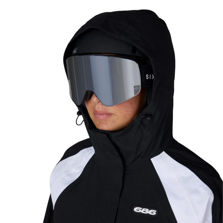 686 686 WOMENS HOLOGRAM SHELL JACKET BLACK WHITE COLORBLOCK
