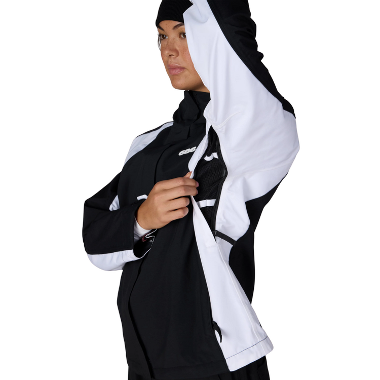 686 686 WOMENS HOLOGRAM SHELL JACKET BLACK WHITE COLORBLOCK