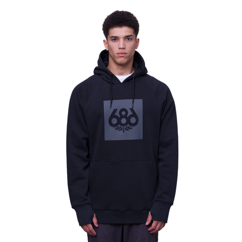 686 686 KNOCKOUT LOGO PREMIUM HEAVYWEIGHT PULLOVER HOODY BLACK PRINT