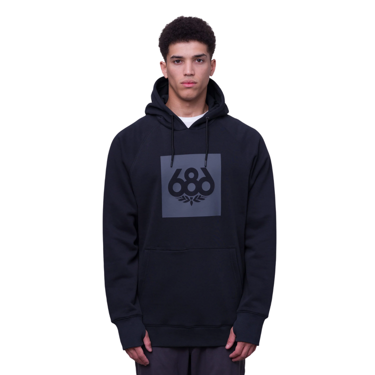 686 686 KNOCKOUT LOGO PREMIUM HEAVYWEIGHT PULLOVER HOODY BLACK PRINT