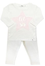 oh baby! oh baby! - Two Piece Set - Lil Sis Gold Foil Pink Star Patch - Cream