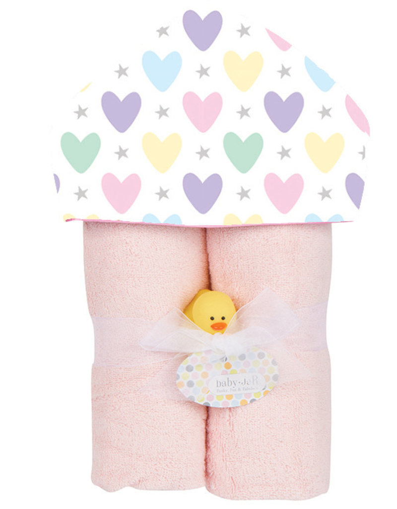 Baby Jar Baby Jar - Hooded Towel Hearts & Stars