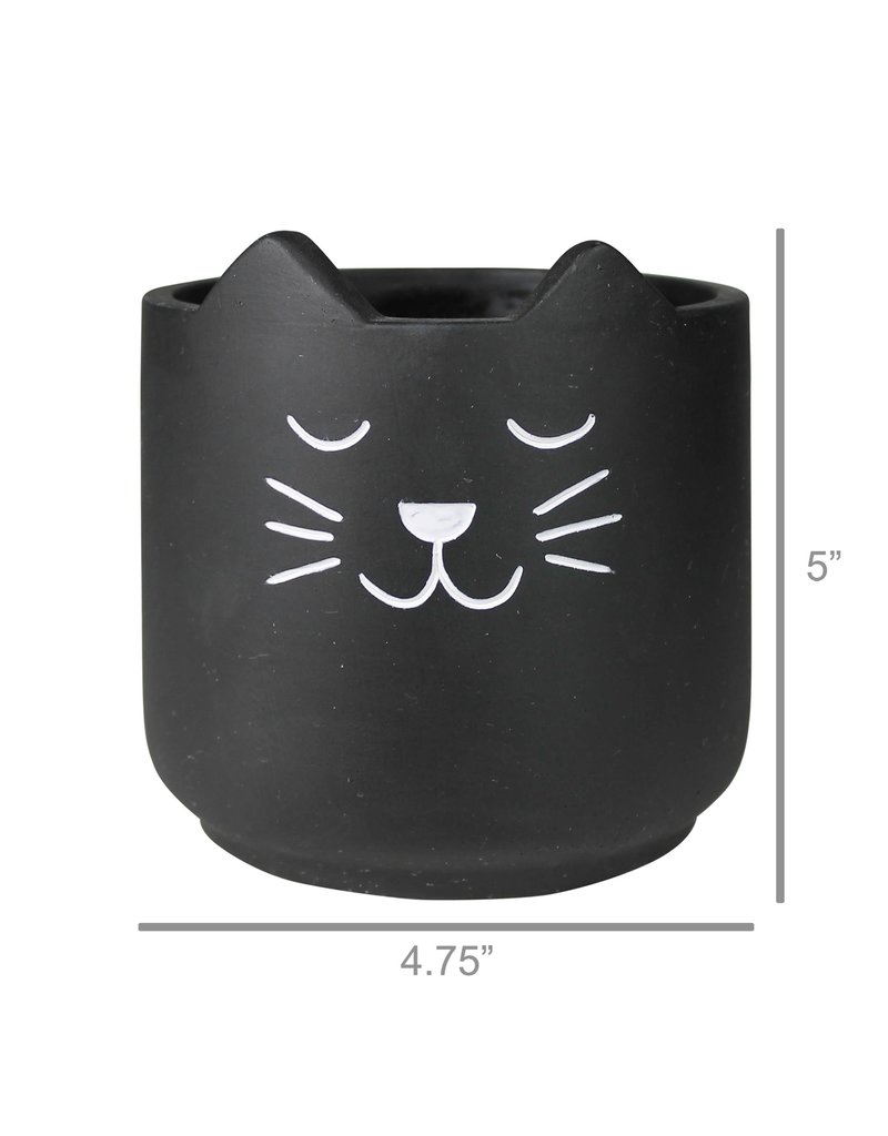 Black Cat Cachepot, Cement- Small