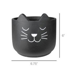 Black Cat Cachepot, Cement- Large
