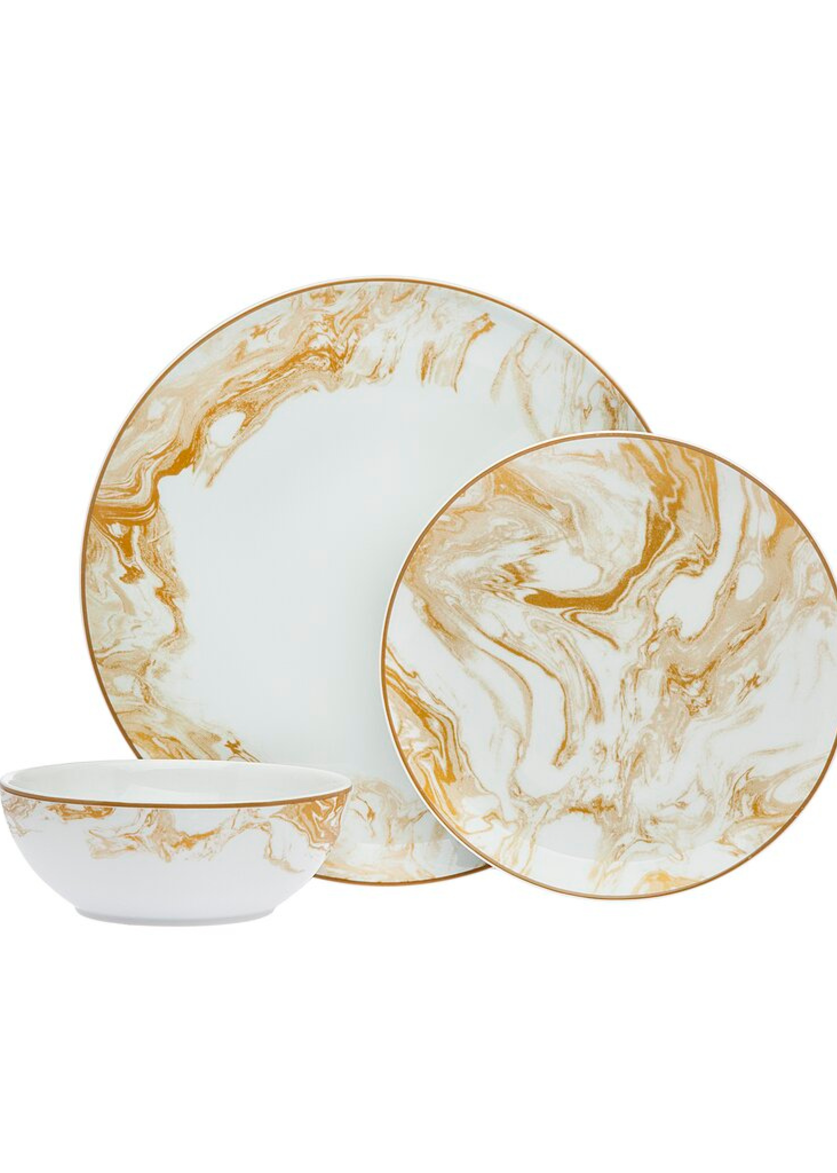 Abstract Gold 3 Piece Dinnerware Setting