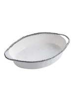 Oval Baking Dish // White & Silver