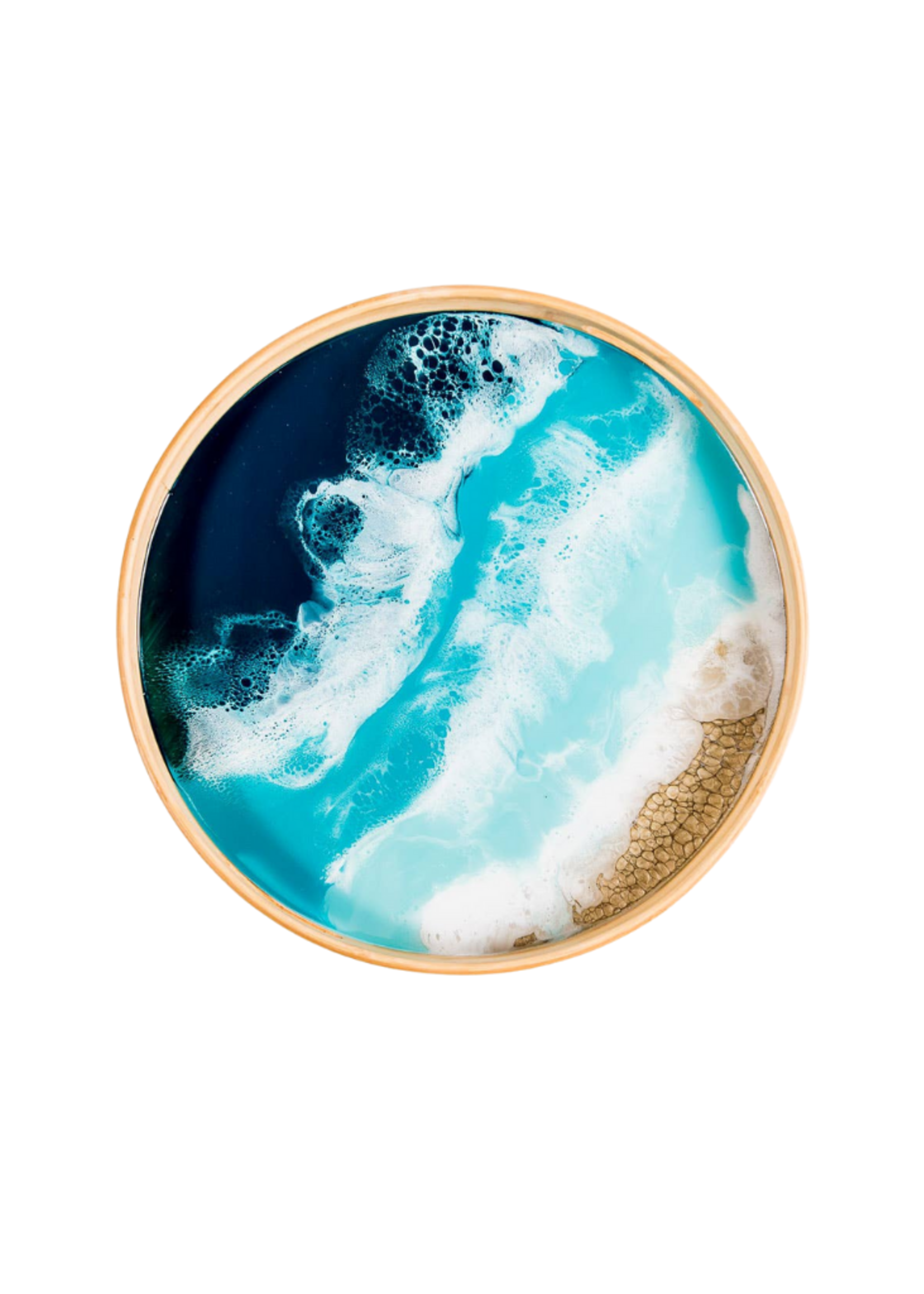 Round Bamboo Resin Serving Tray | Ocean Vibes