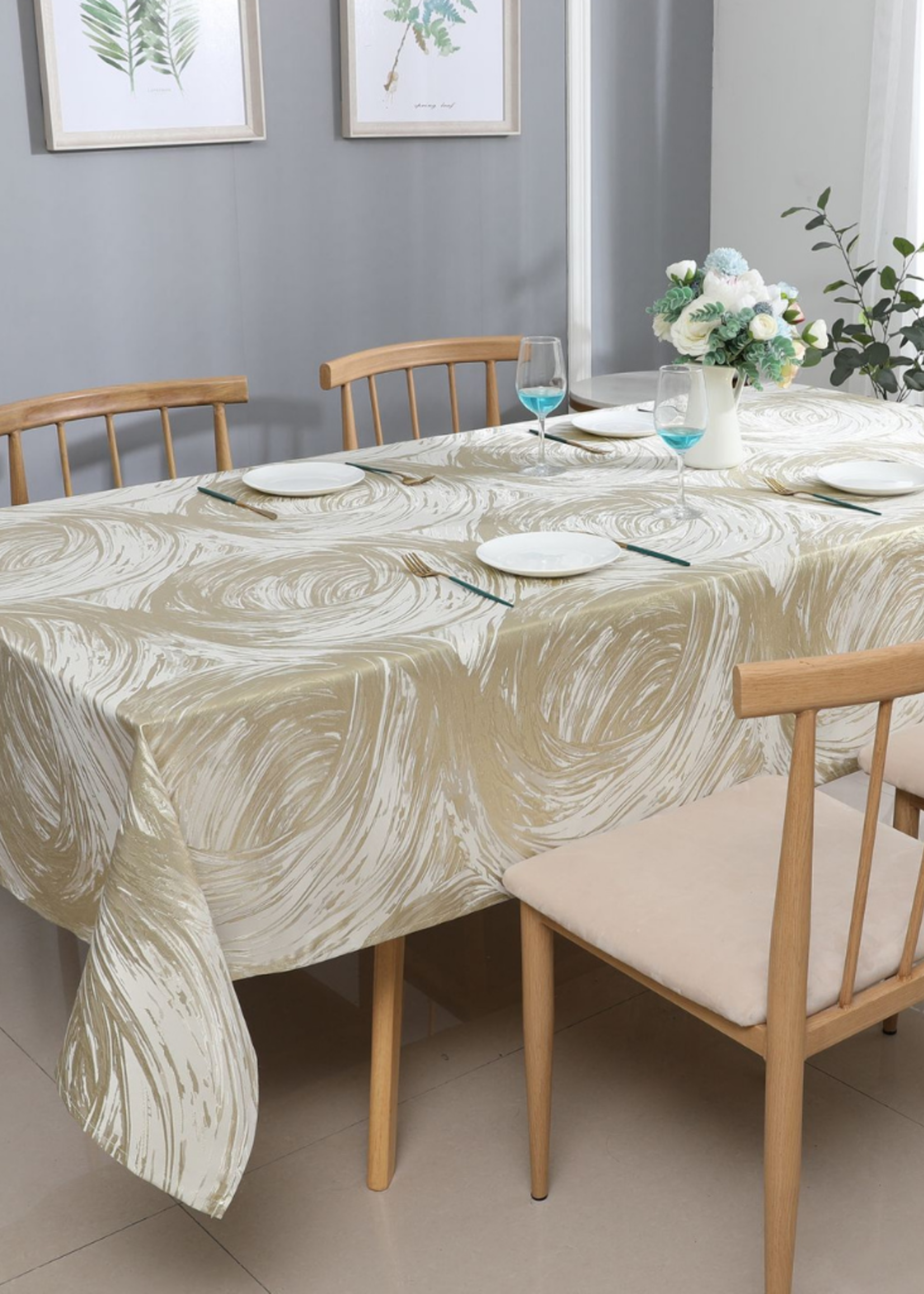 Jacquard Tablecloth Gold Swirl #1228