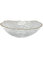 Crushed Glass Salad Bowl With Gold Rim