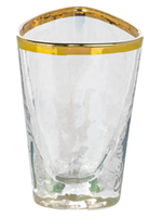Aperitivo Triangular Shot Glass- Luster w/ Gold Rim