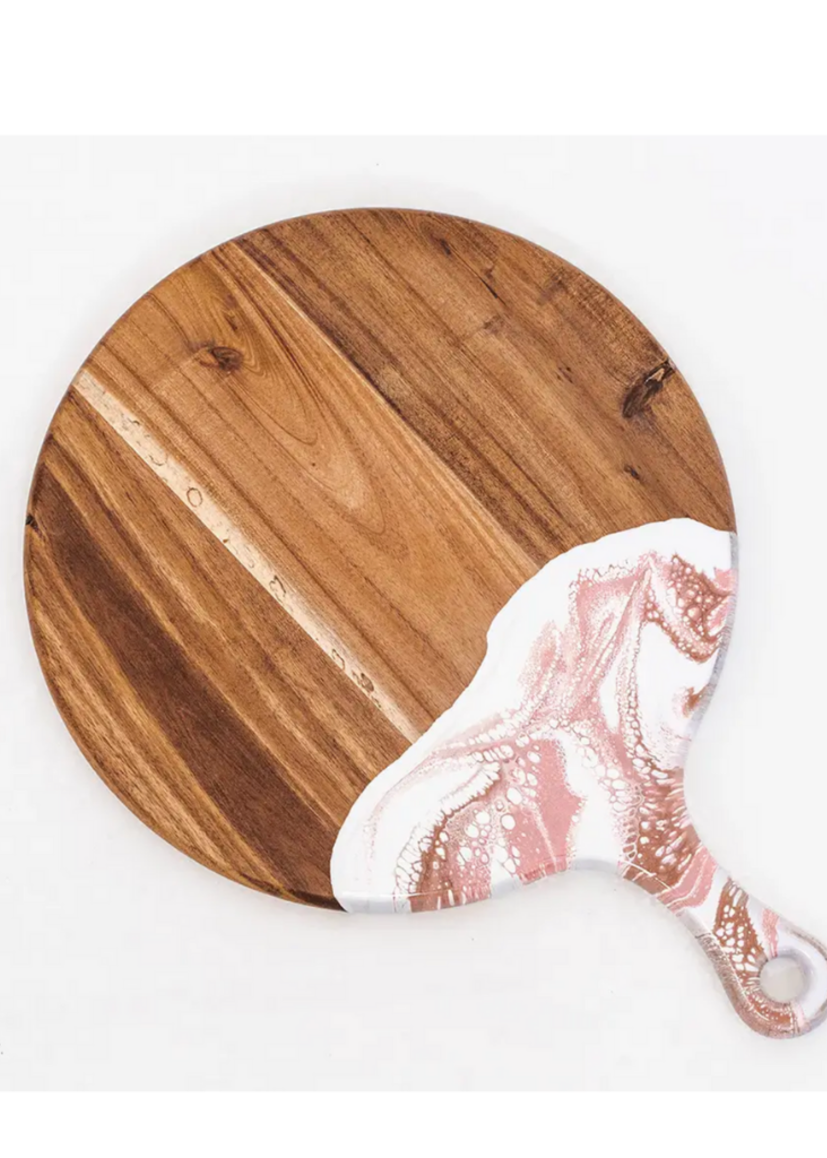 Acacia Resin Accented Cheeseboards // Rose Gold / 12" Round w/handle