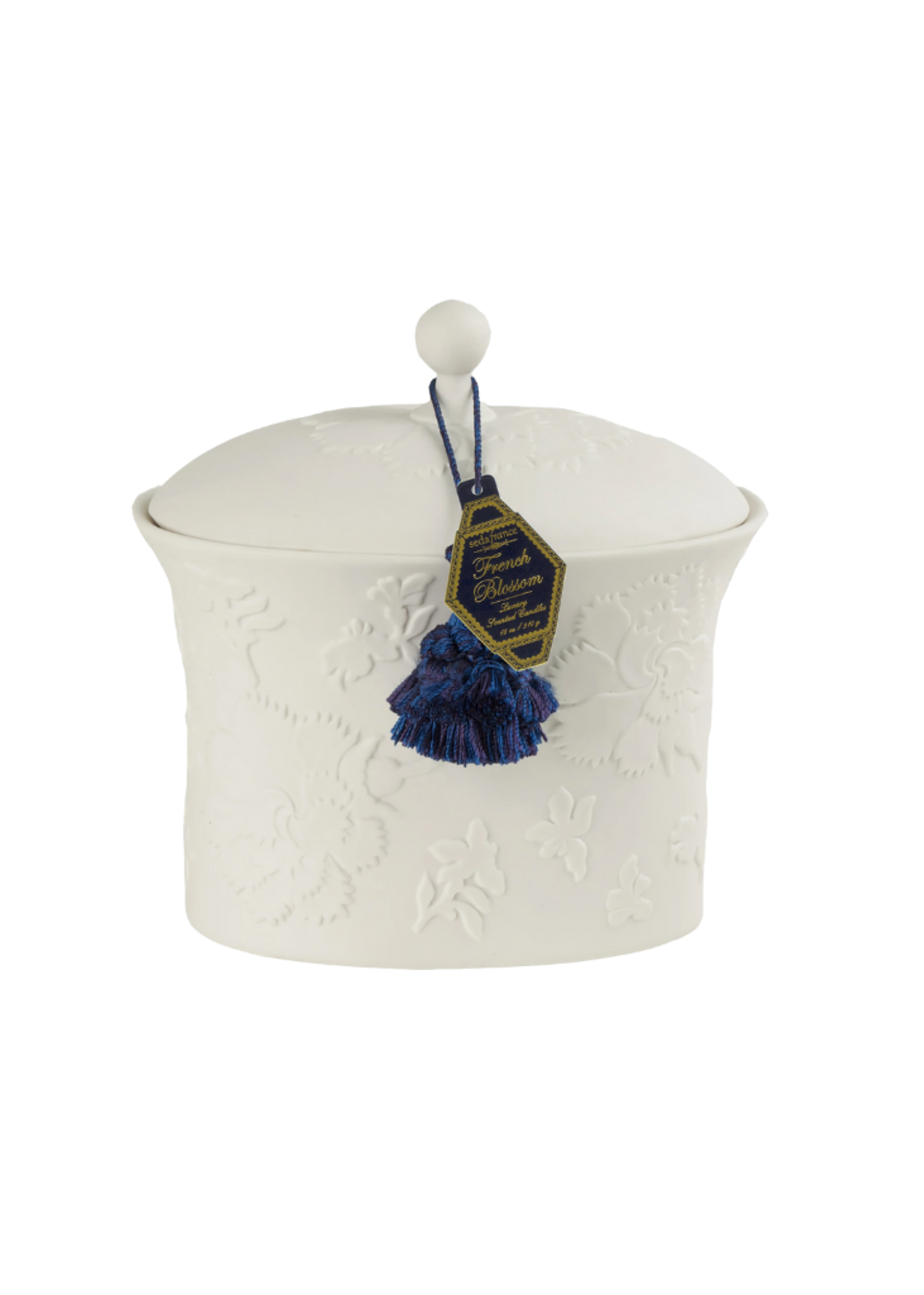 Bleu Et Blanc Ceramic Candle // French Blossom