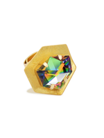 Hexagon Ring // Gold and Green