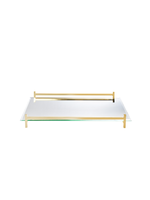 Oblong Mirrored Tray with Gold Handles