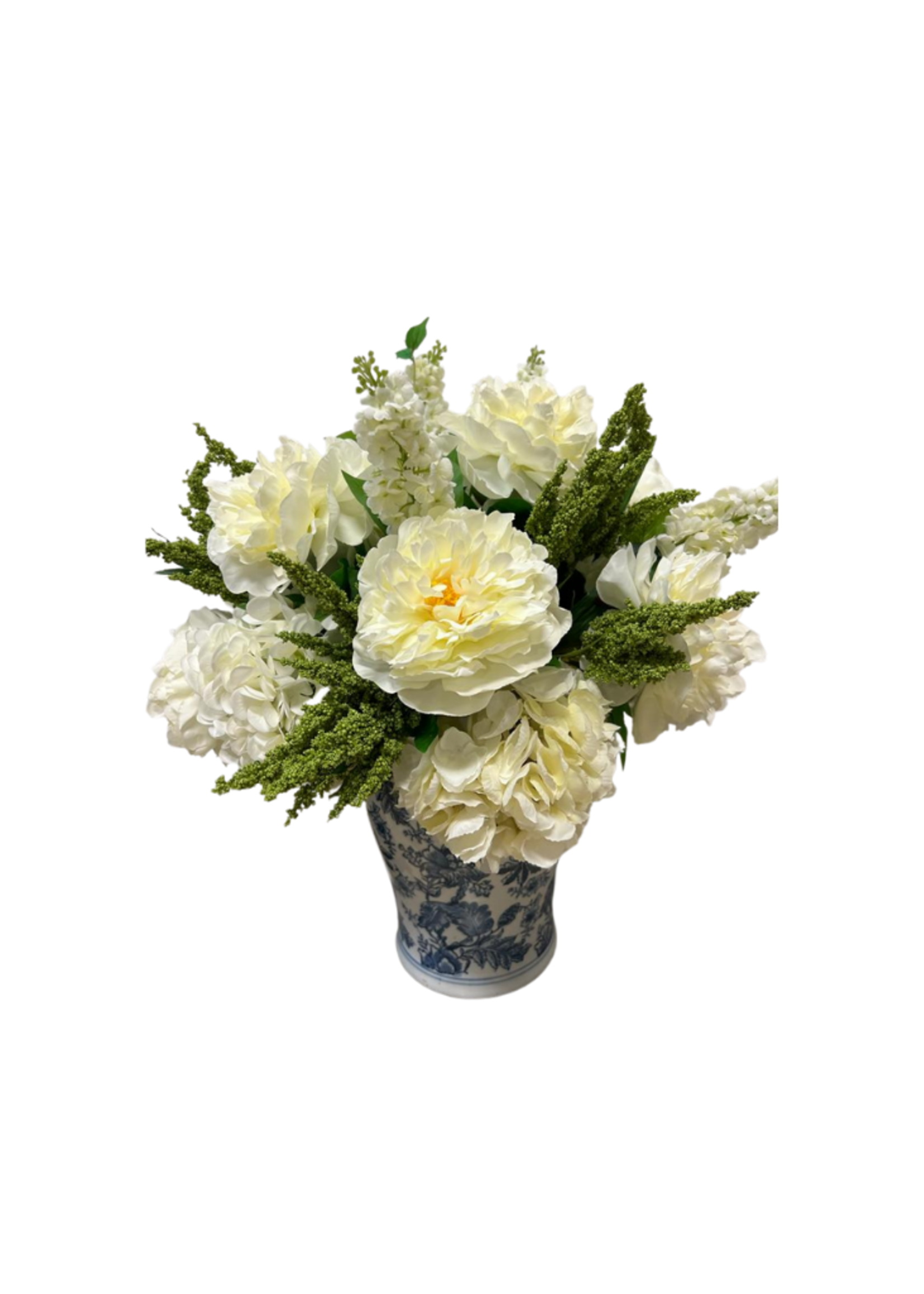 Tall White Arrangement // Blue and White Ceramic Vase