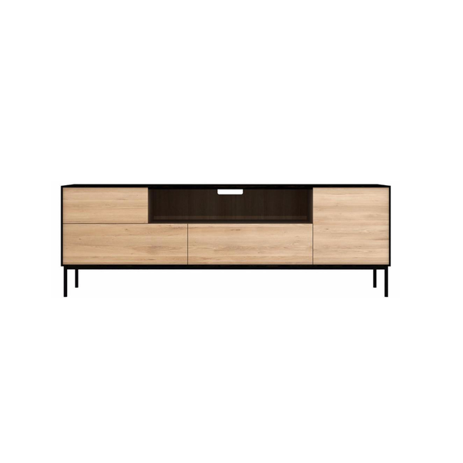 Oak Blackbird Tv Unit by Ethnicraft 1 Door 2 Drawers 1 Flip