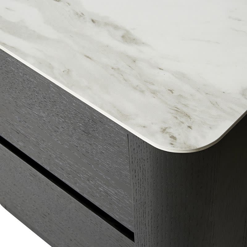 BEDSIDE TABLE CLIO BLACK WITH MARBLE TOP Dwell