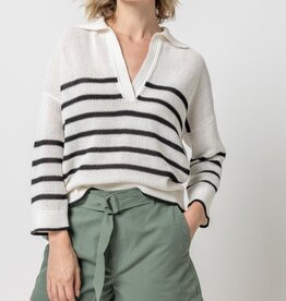 Lilla P Lilla P Textured Stripe Polo Sweater