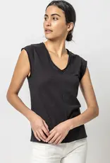 Lilla P Lilla P Cap Sleeve V-Neck Tee