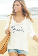 Wooden Ships Wooden Ships Maui V-Neck Sweater White/Indigo