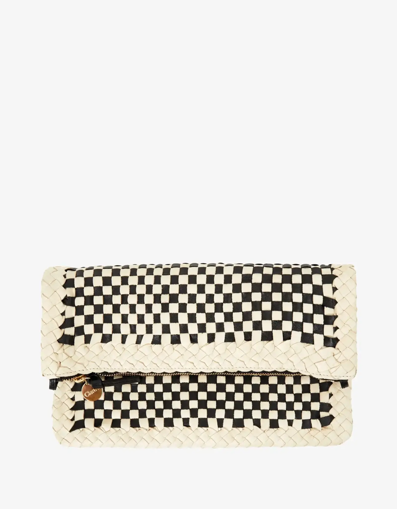 Clare V Clare V Foldover Clutch Black/Cream Check