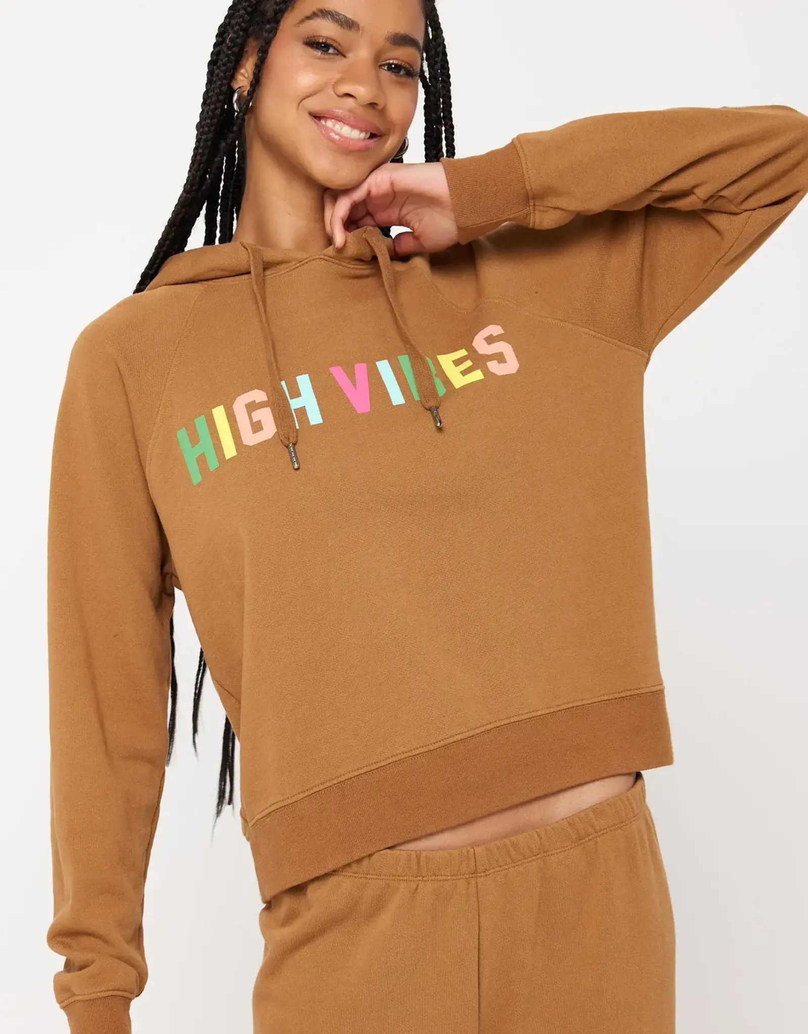 Spiritual Gangster Spiritual Gangster High Vibes Harper Crop Hoodie Dolce