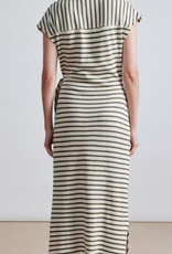 A Piece Apart A Piece Apart Vanina Cinched Waist Dress Olive Stripe