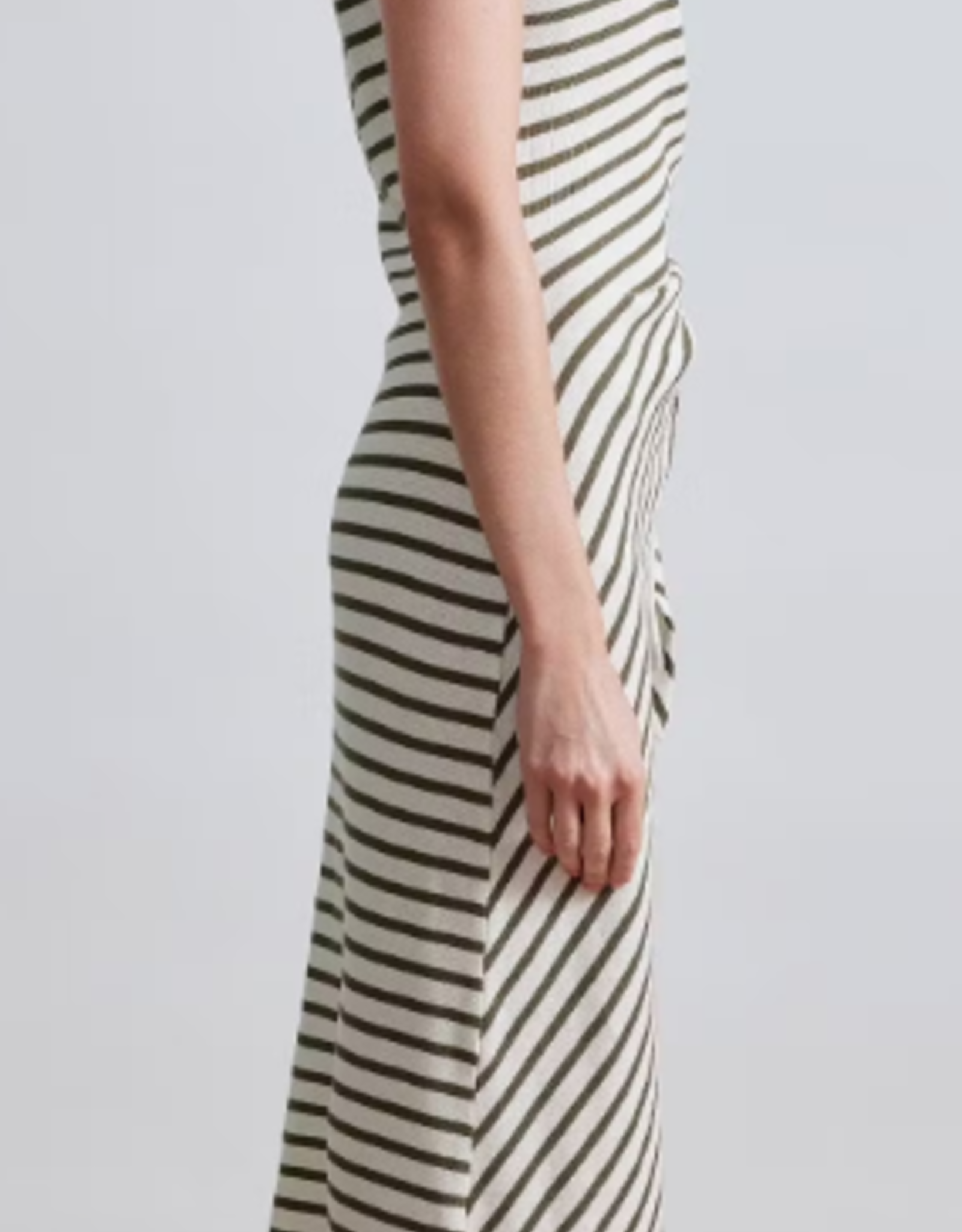 A Piece Apart A Piece Apart Vanina Cinched Waist Dress Olive Stripe