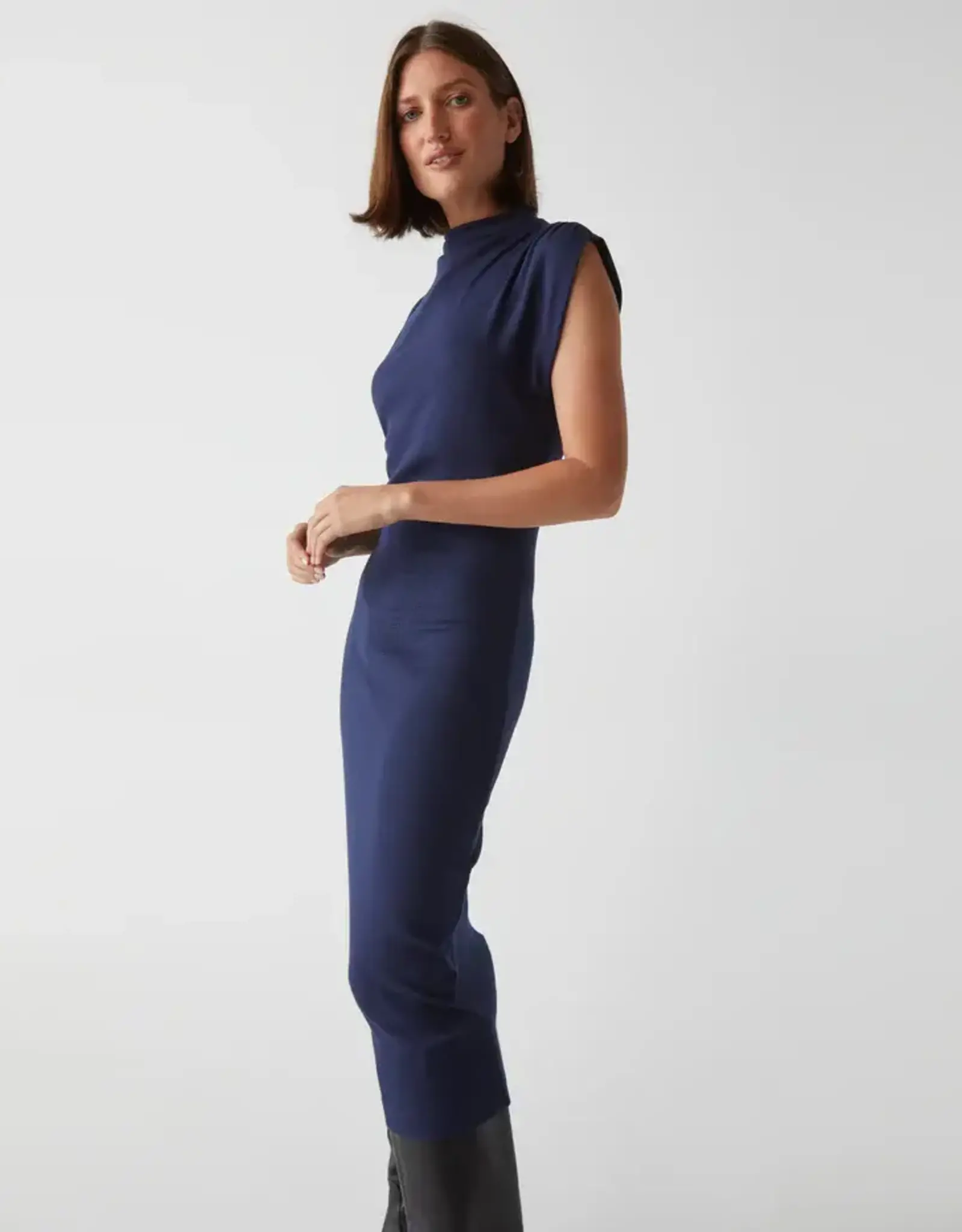 Michael Stars Michael Stars Iolanda Mock Neck Midi Dress Nocturnal