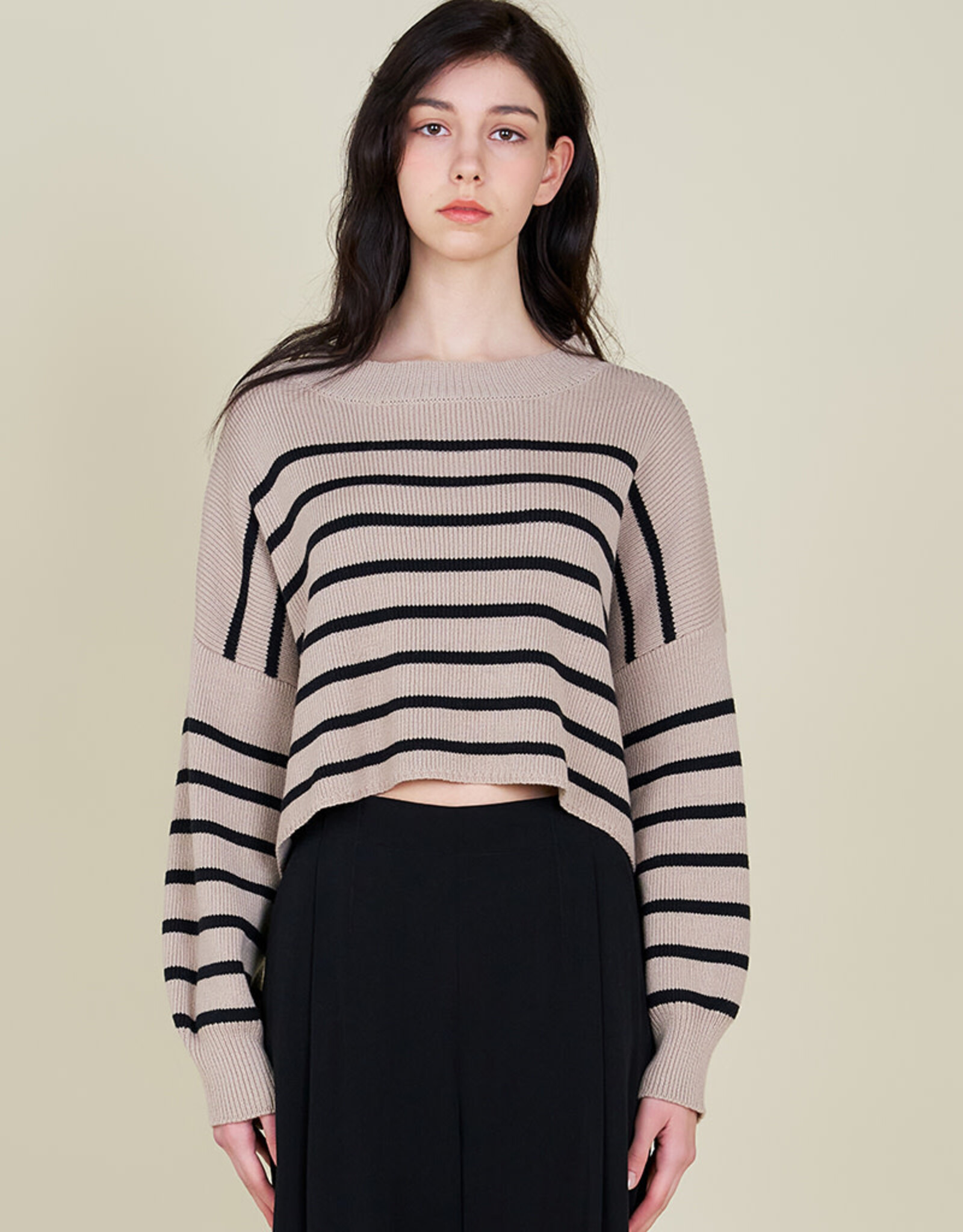 G&G G&G Stripe Crop Sweater Ecru