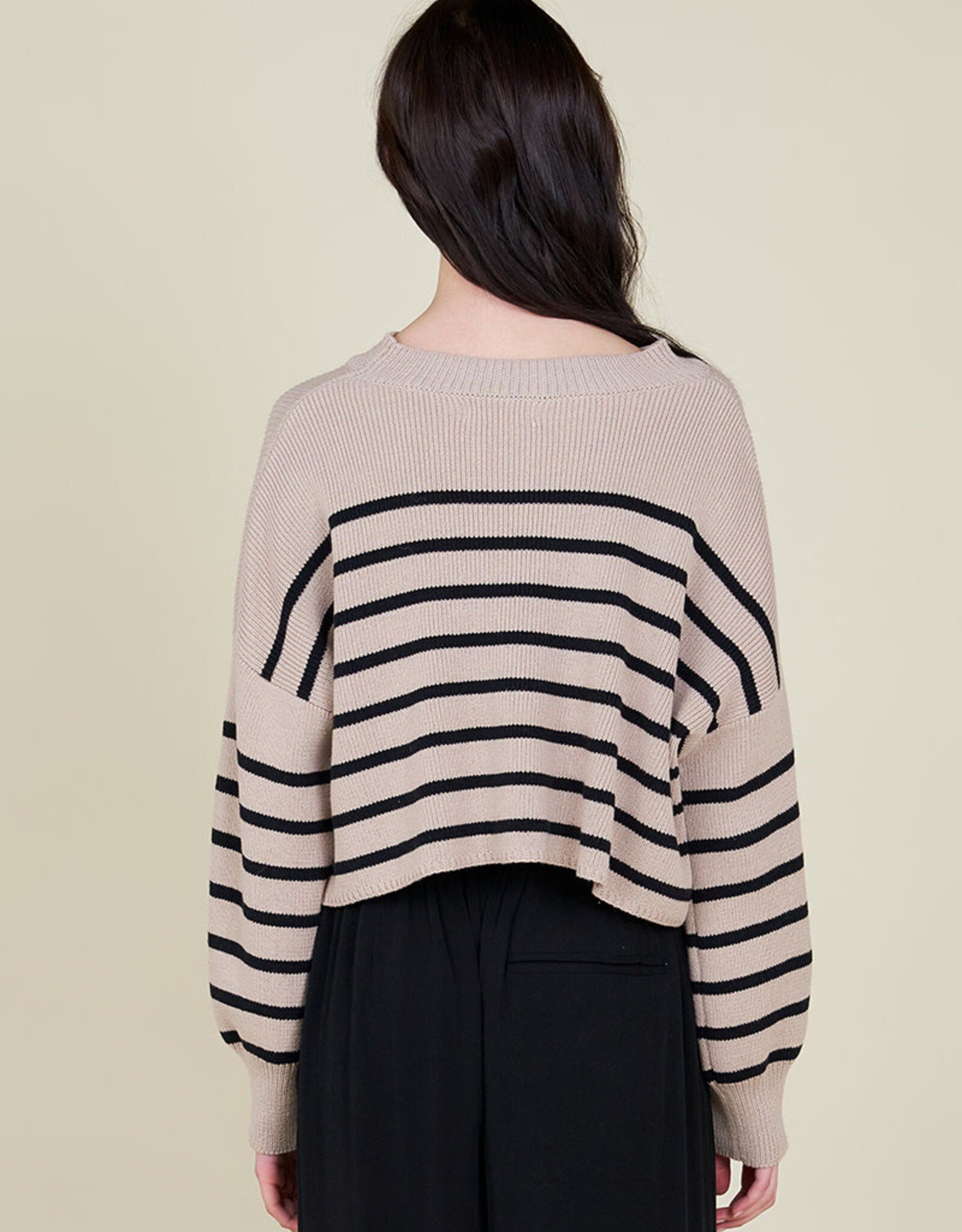 G&G G&G Stripe Crop Sweater Ecru