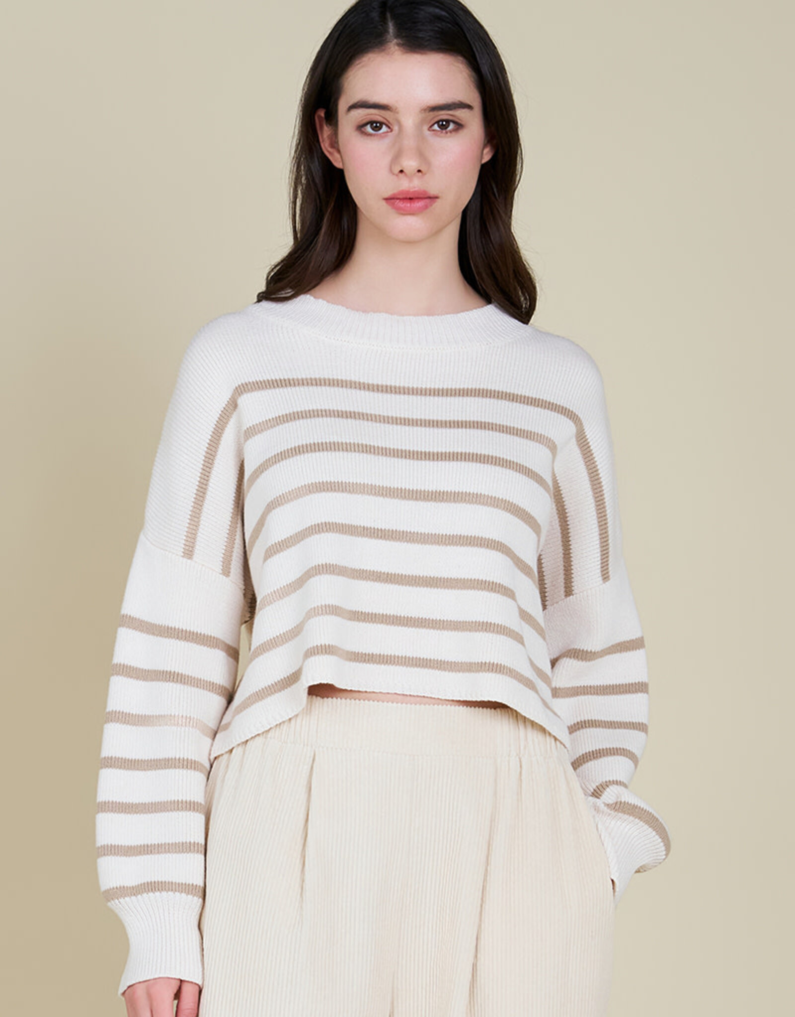 G&G G&G Stripe Crop Sweater Ivory