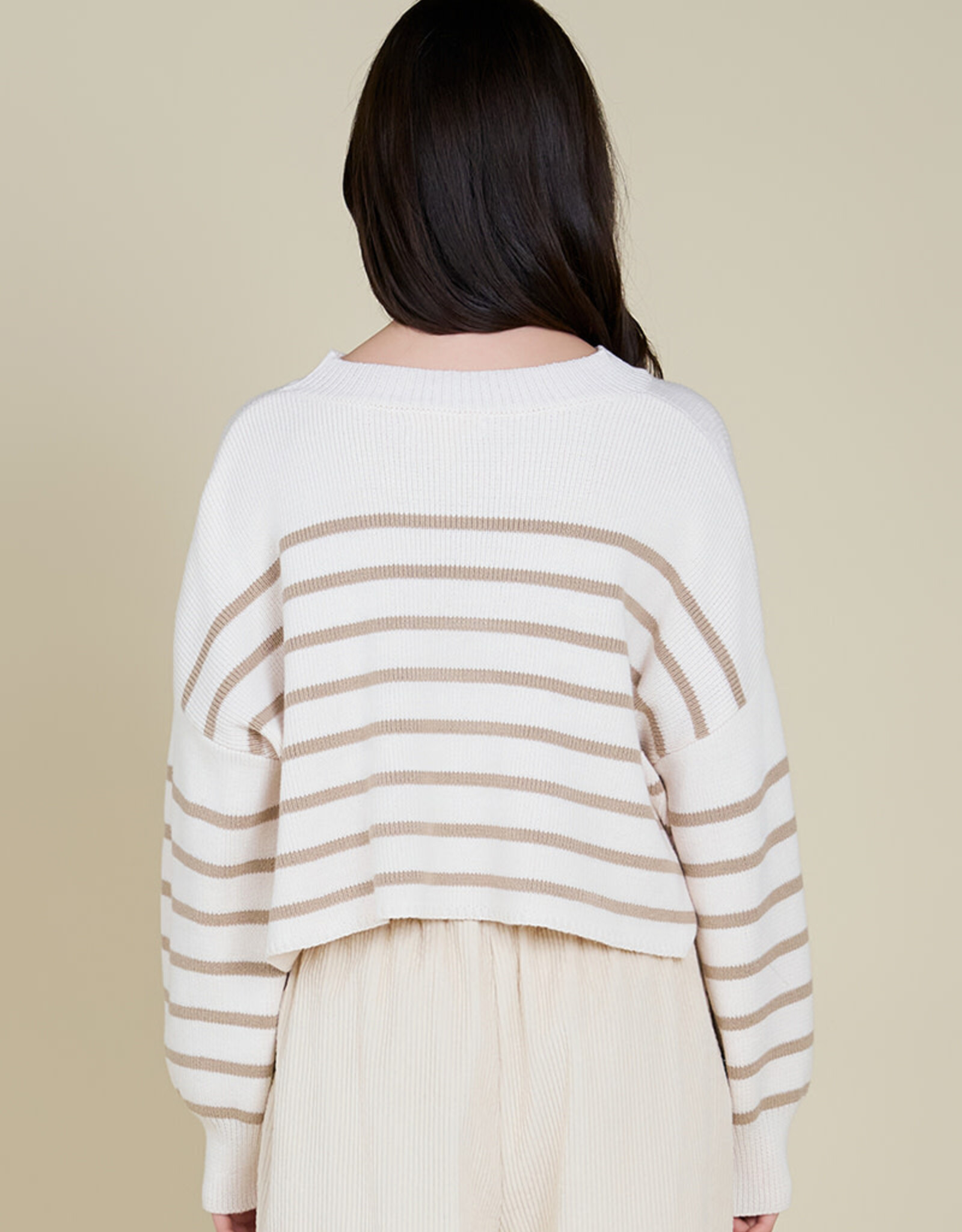 G&G G&G Stripe Crop Sweater Ivory