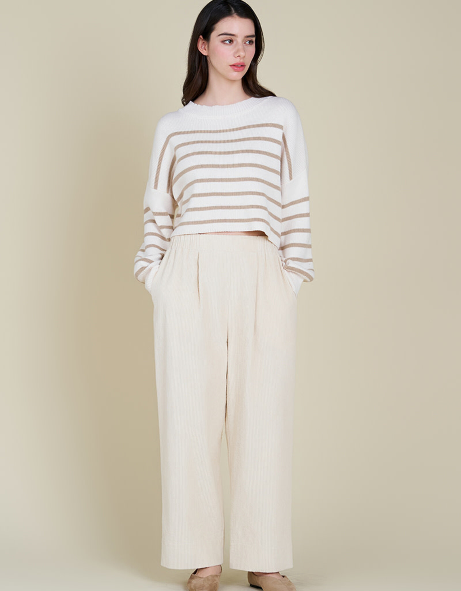 G&G G&G Stripe Crop Sweater Ivory