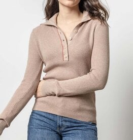 Lilla P Lilla P Button Collar Henley Sweater