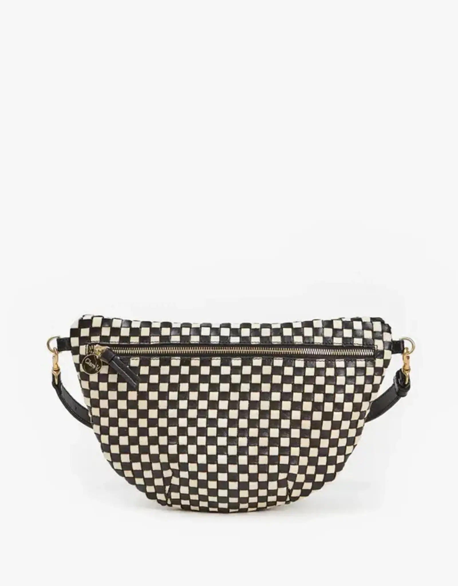 Clare V Clare V. Grande Fanny Woven Checker Blk/Cream